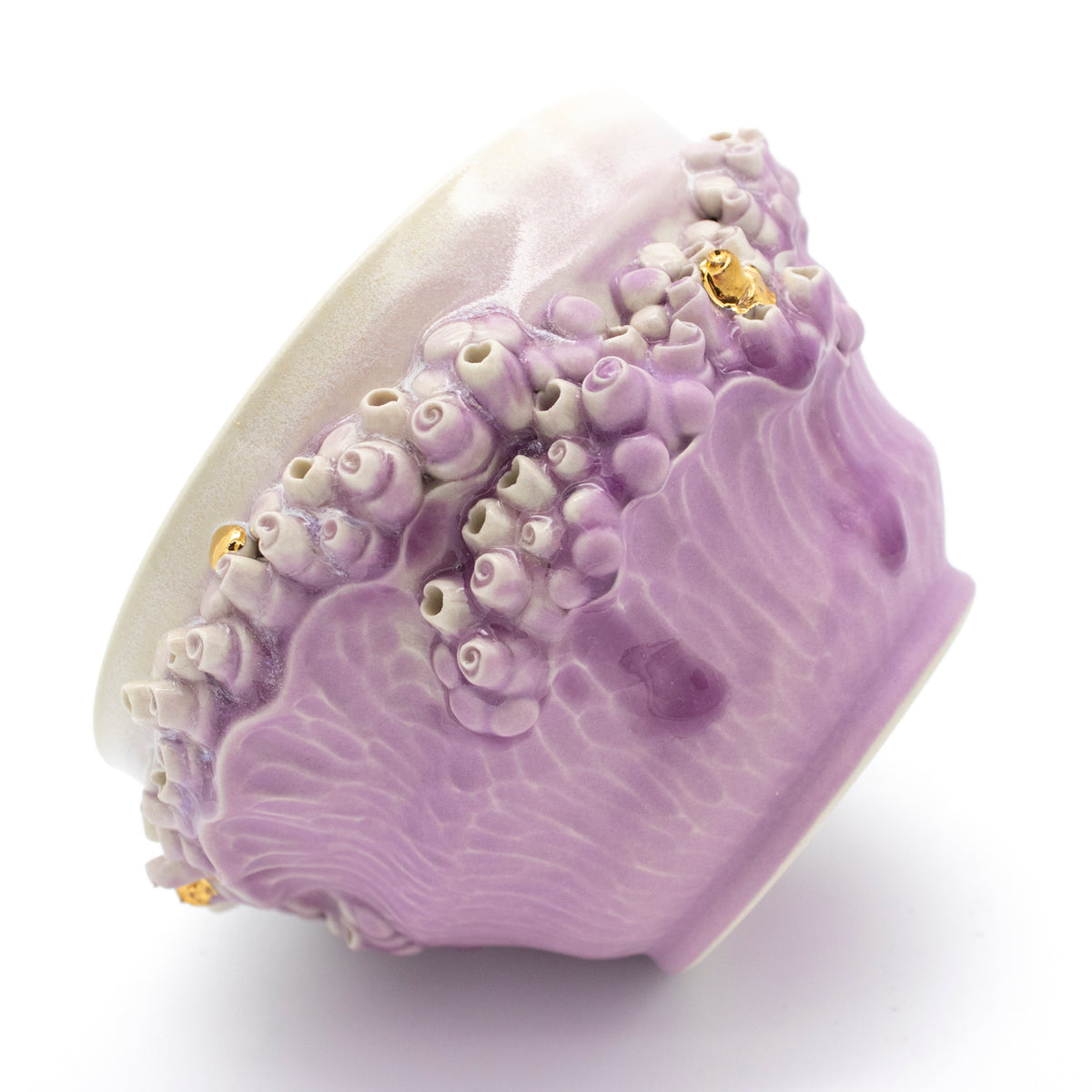 Medium Bowl in Lavender with Gold