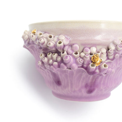 Medium Bowl in Lavender with Gold