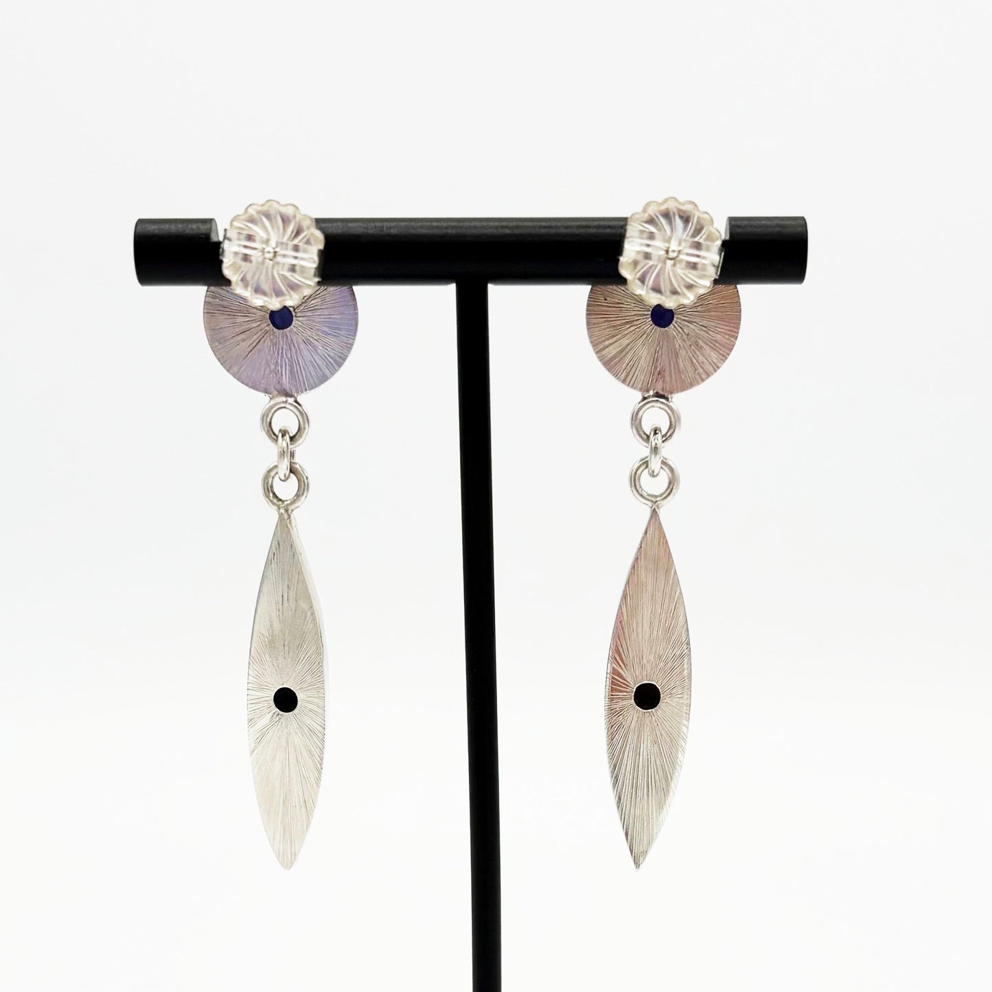Lolite and Black Chalcedony Dangle Earrings
