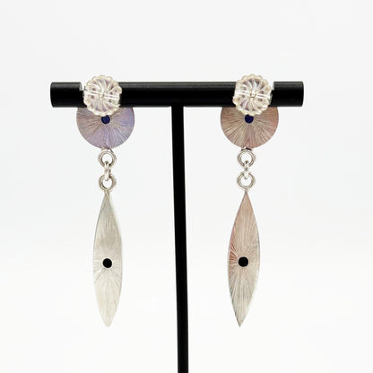 Lolite and Black Chalcedony Dangle Earrings