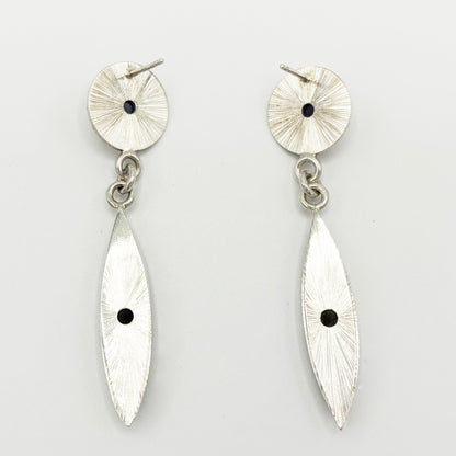 Lolite and Black Chalcedony Dangle Earrings