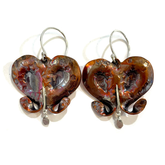 Bleeding Heart Earrings Textured