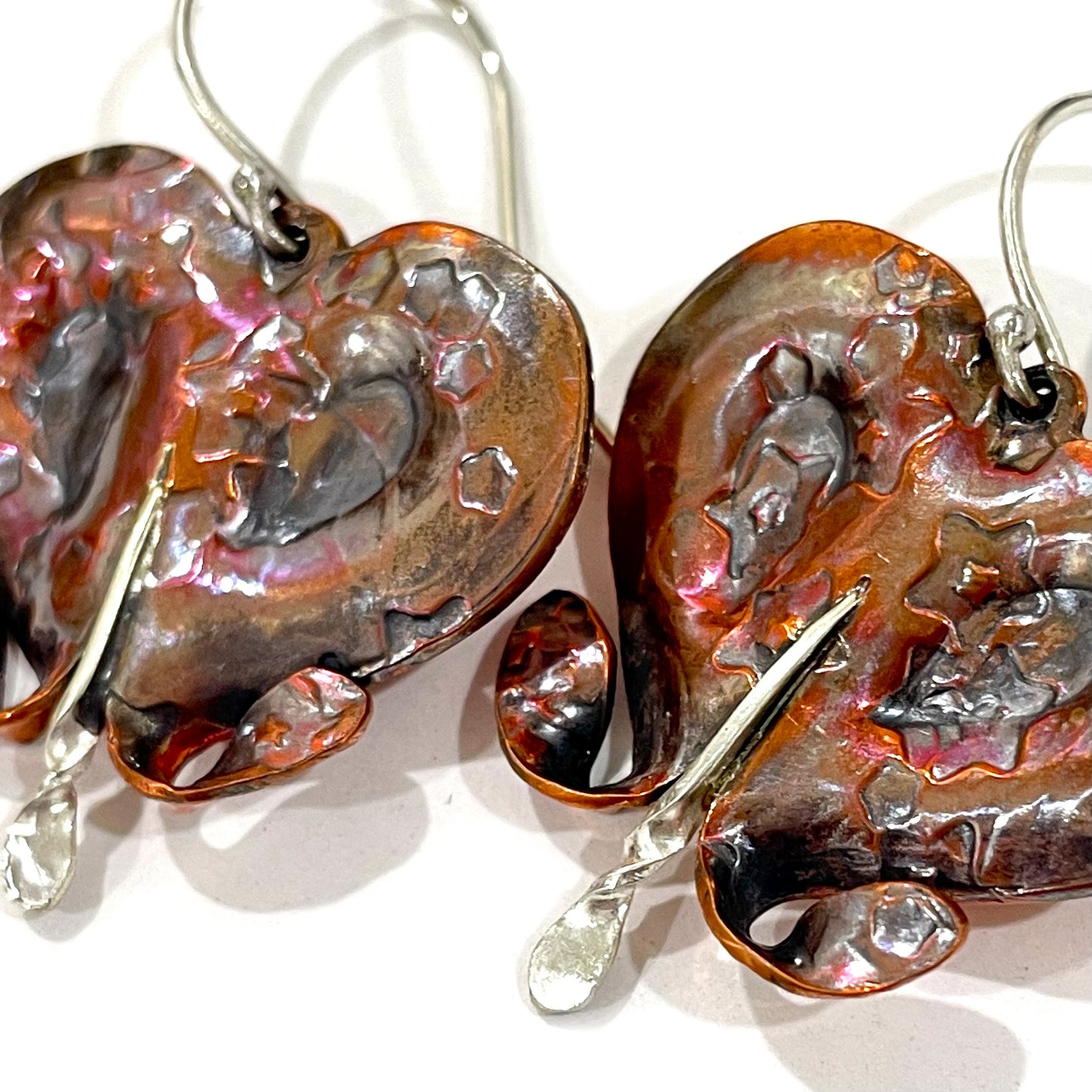 Bleeding Heart Earrings Textured