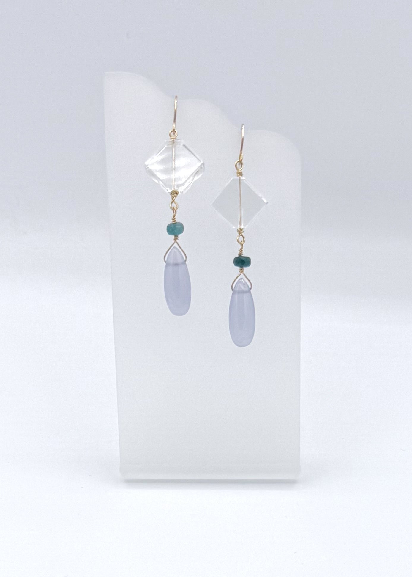 Quartz and Chalcedony Earrings