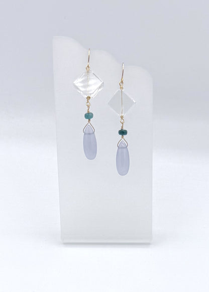 Quartz and Chalcedony Earrings