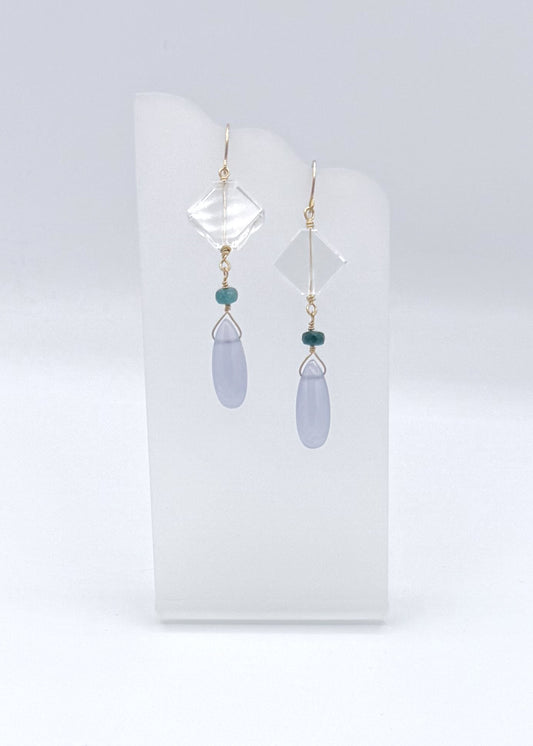 Quartz and Chalcedony Earrings