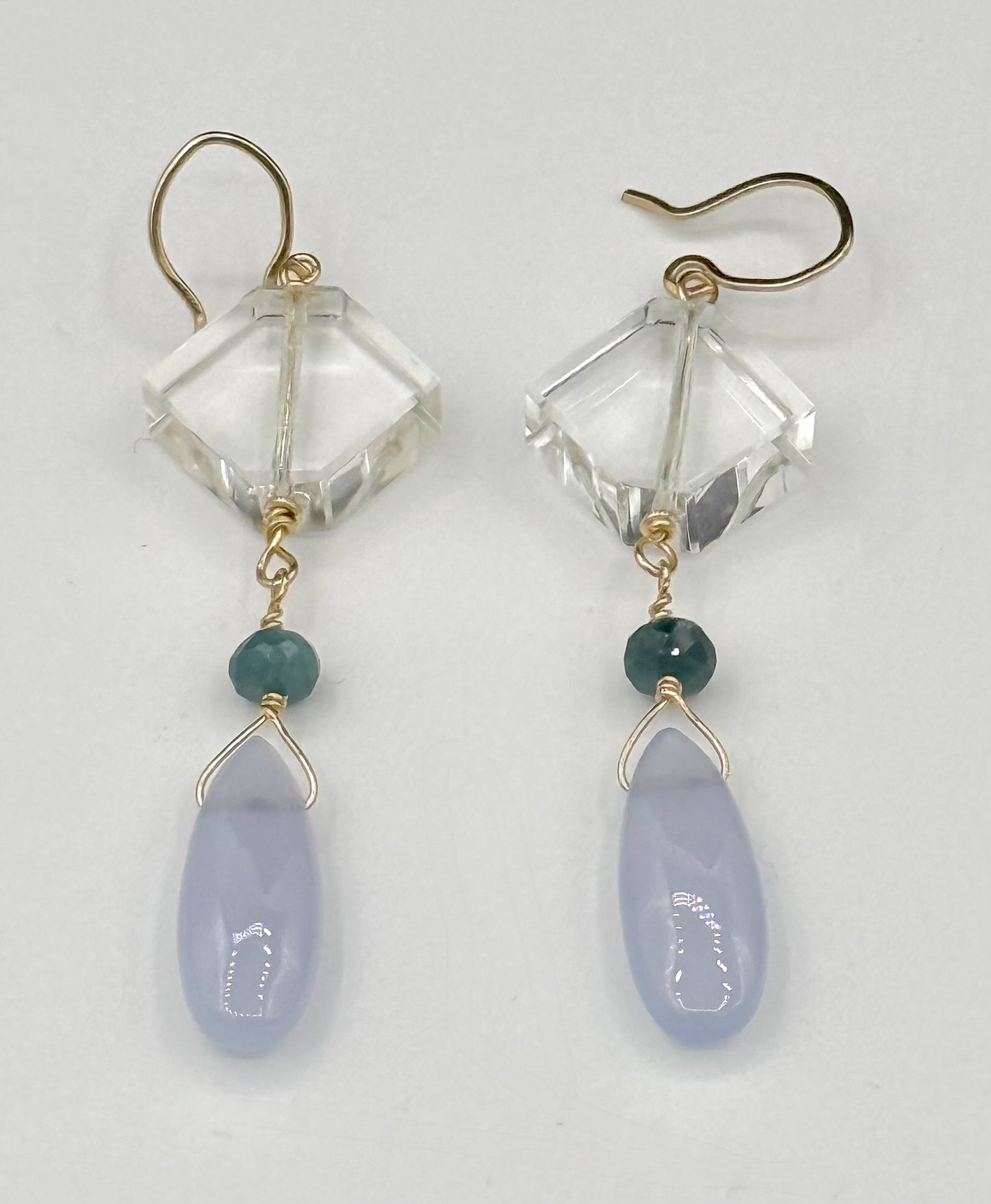 Quartz and Chalcedony Earrings