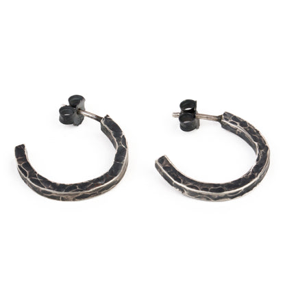 Hammered Bar Hoop Earrings