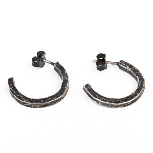 Hammered Bar Hoop Earrings