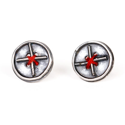 Threaded Button Earrings Studs