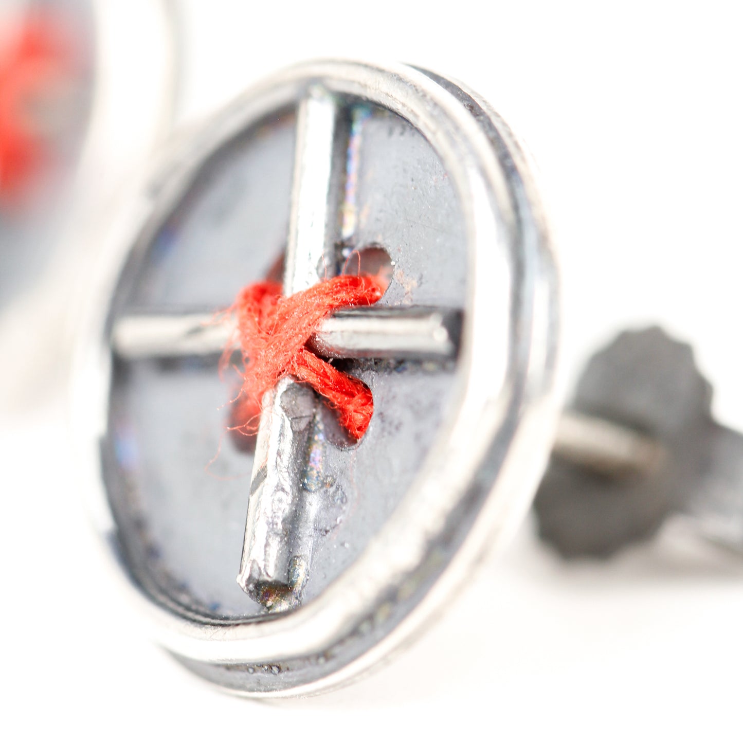 Threaded Button Earrings Studs