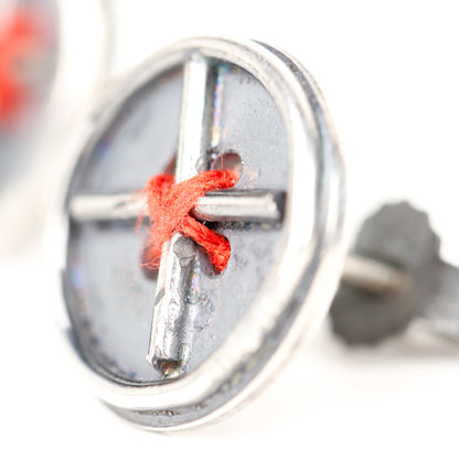 Threaded Button Earrings Studs