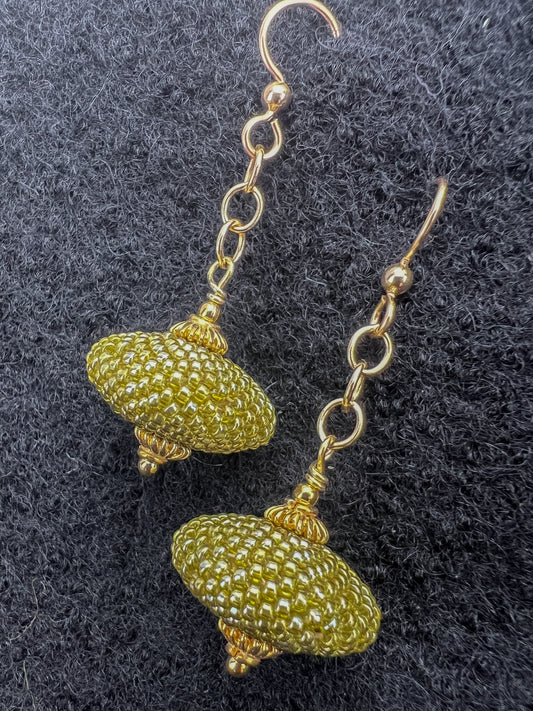 Gold Olive Tippe Top Earrings