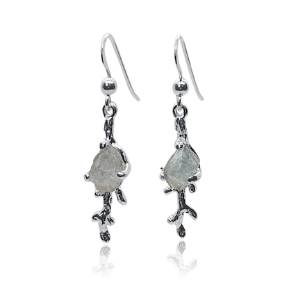 Forest Dew - Aquamarine Branch Earrings