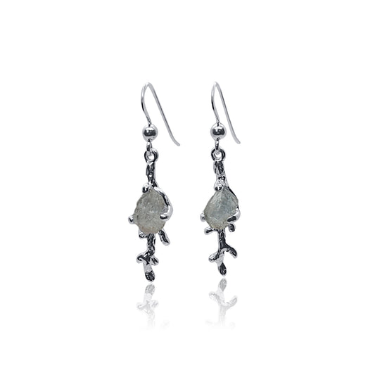 Forest Dew - Aquamarine Branch Earrings