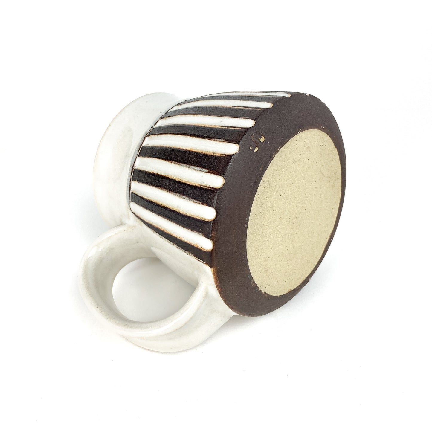Brown & White Carved Mug