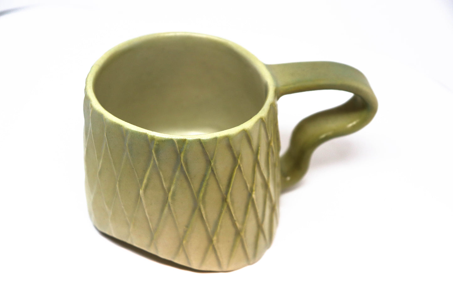 Carved Mug with Squiggle Handle