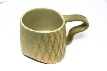 Carved Mug with Squiggle Handle