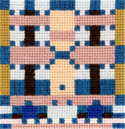 "Free Form IV" Teal & Rose Cross-Stitch