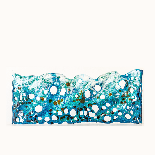 "Indigo Sea" Fused Glass Wave