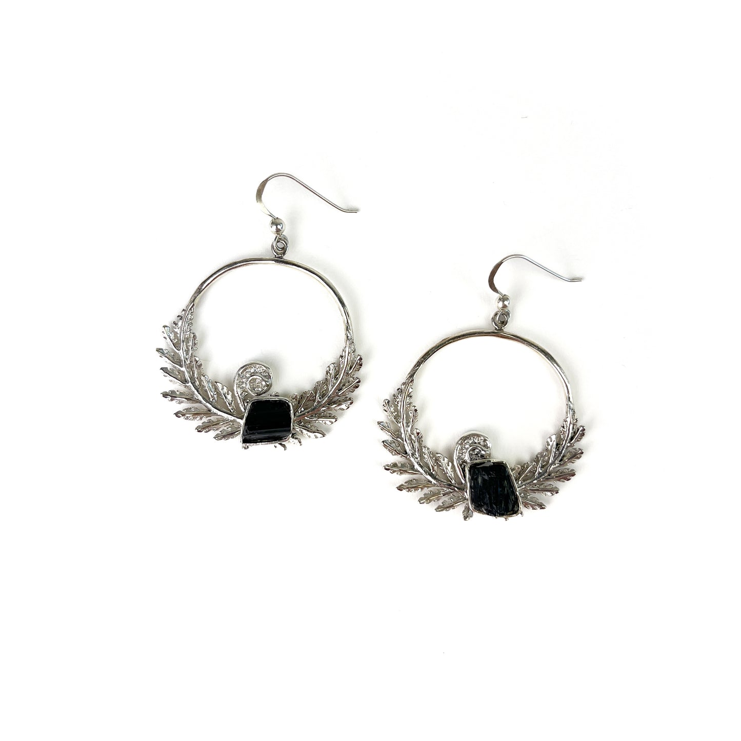 Iraia Silver Midnight Fern Earrings