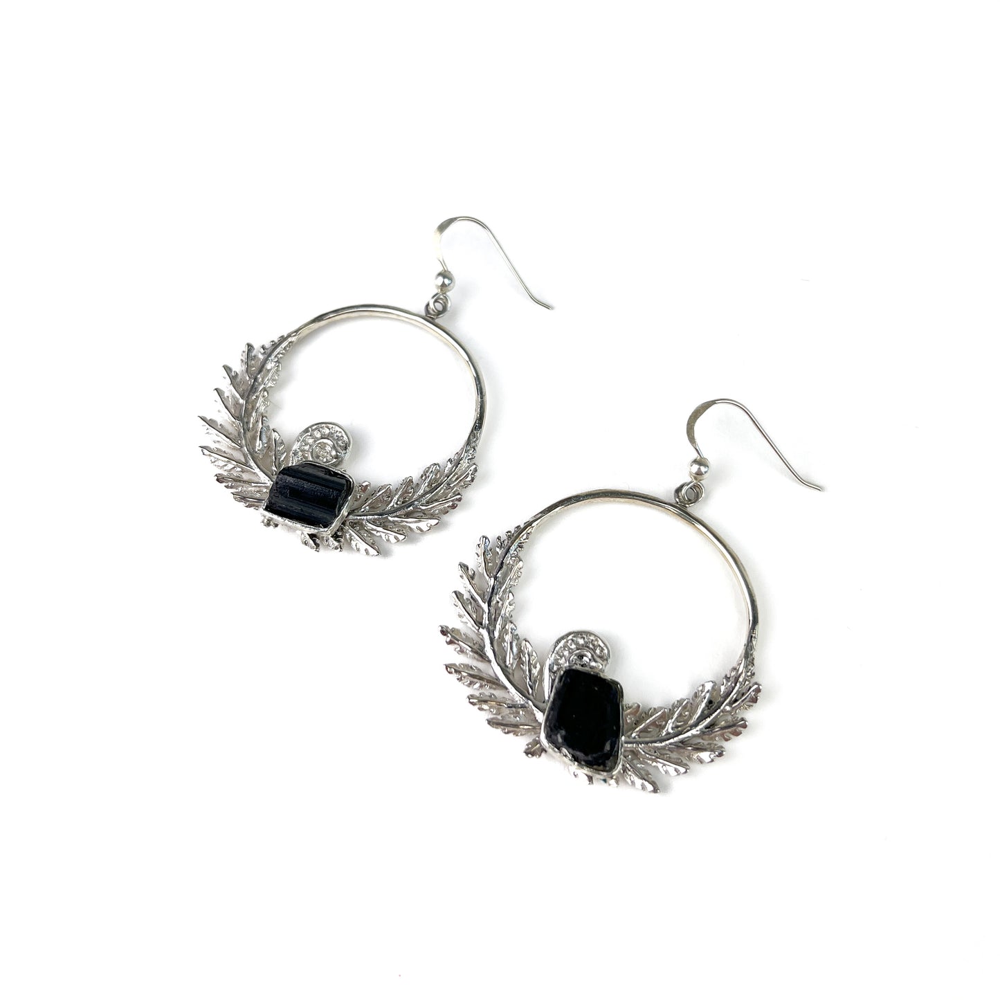 Iraia Silver Midnight Fern Earrings