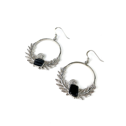 Iraia Silver Midnight Fern Earrings