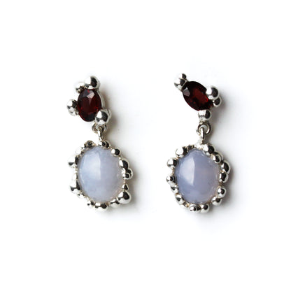 Garnet & Chalcedony Twosome Earrings