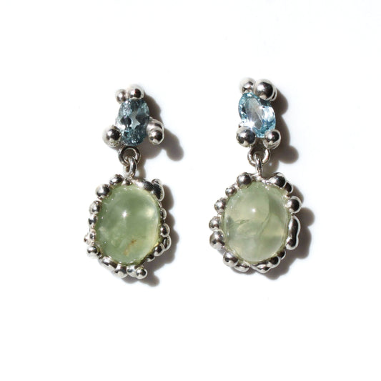 Blue Topaz & Prehnite Twosome Earrings
