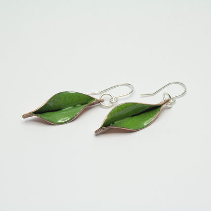 Enameled Mango Leaf Earrings