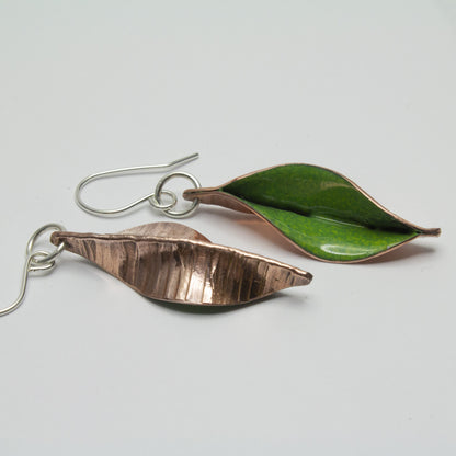 Enameled Mango Leaf Earrings