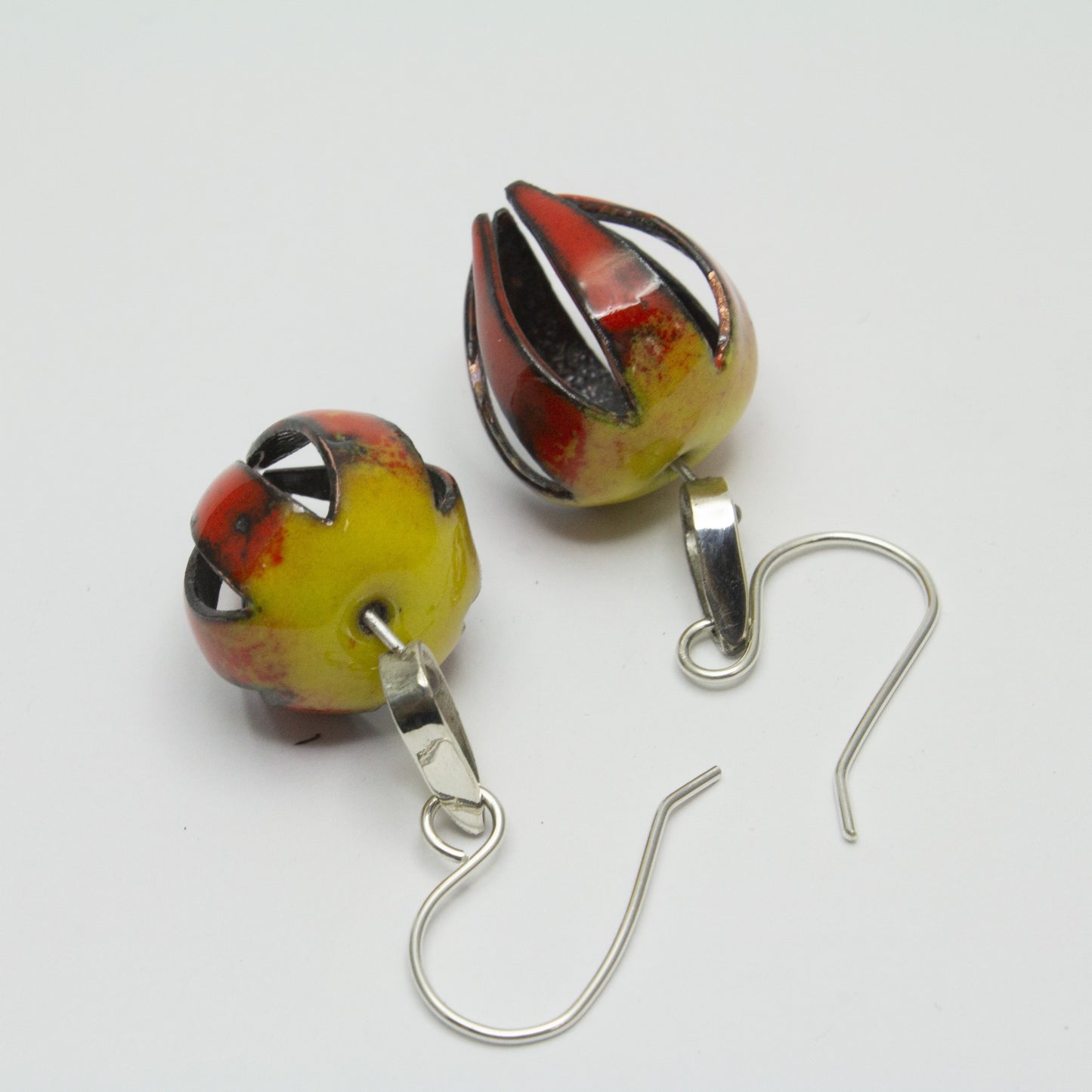 Enameled Spinning Top Earrings