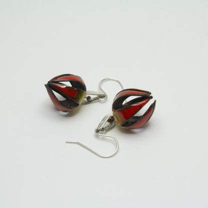 Enameled Spinning Top Earrings