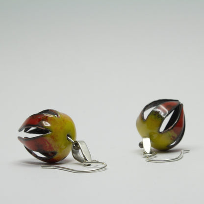 Enameled Spinning Top Earrings