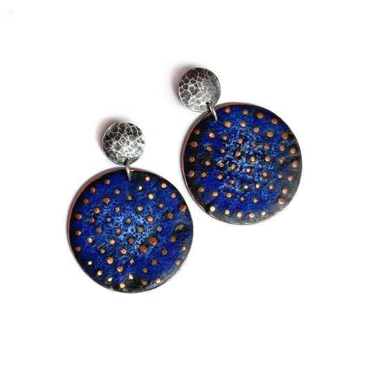 Blue Disc Earrings