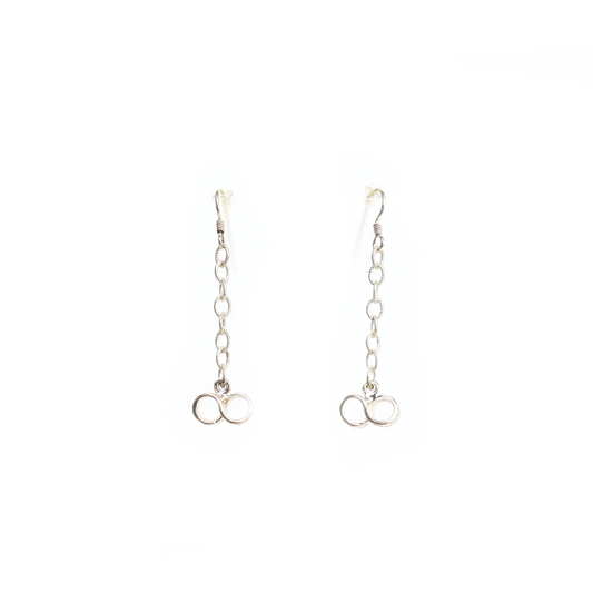 New York Button Dangle Earrings featuring delicate chain links with small textured loops at the ends.