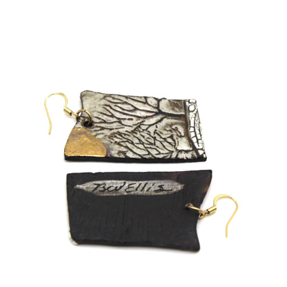 Two rectangular earrings.